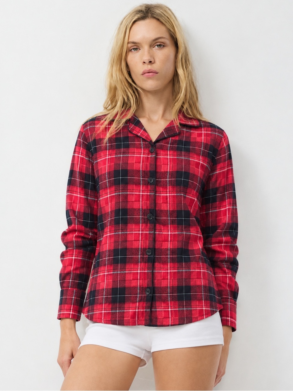 BedHead Red Plaid Flannel Pajama Top L NWOT Cozy Holiday